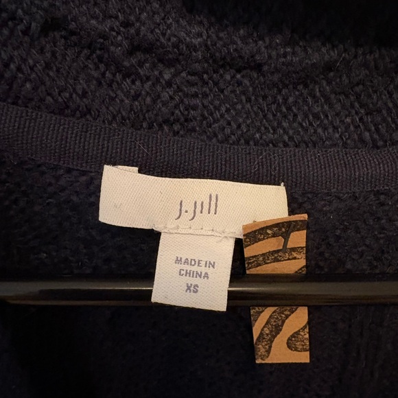 J. Jill Navy Cable-Knit Button Cardigan with Front Pockets - Picture 2 of 3